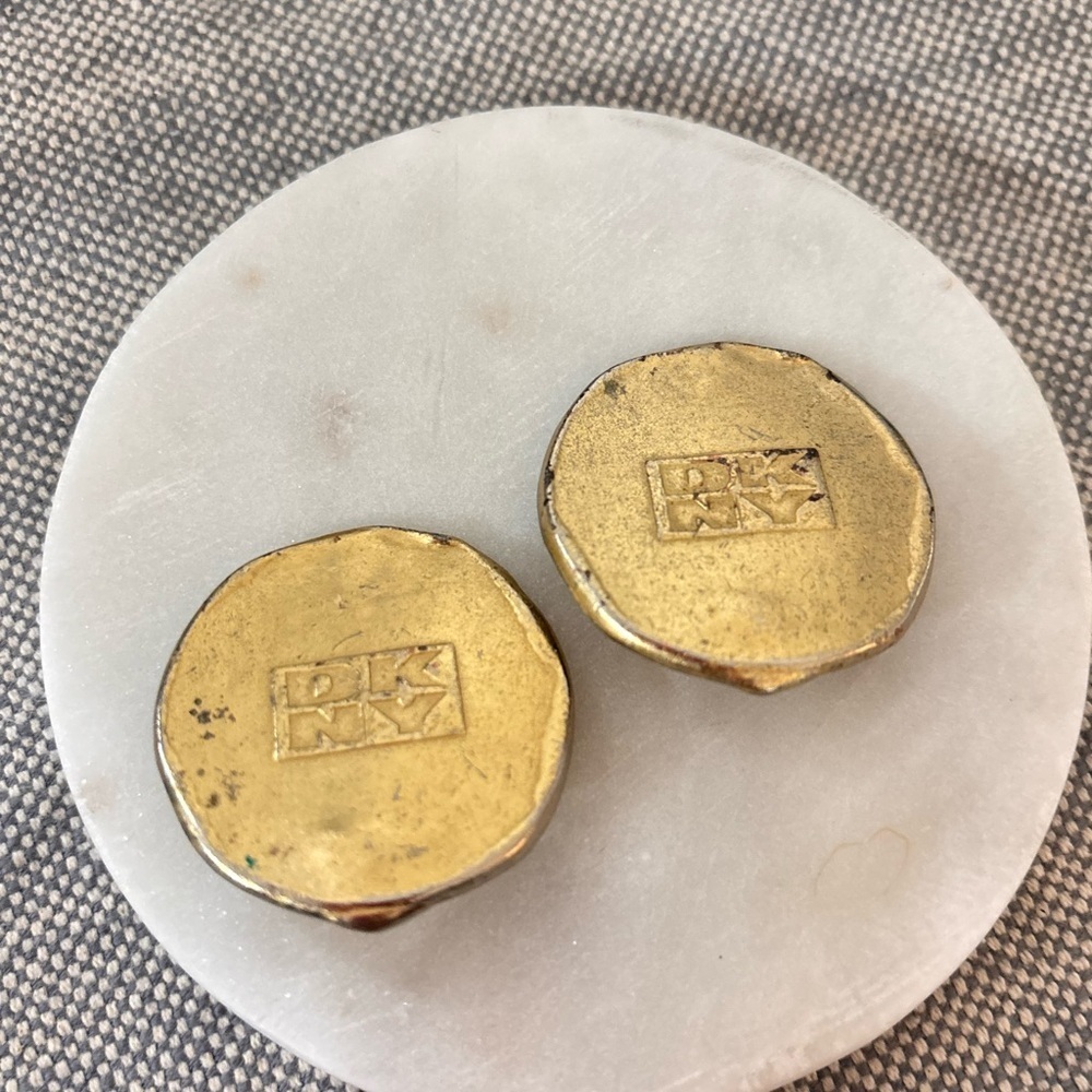 Vintage DKNY Gold-Tone Clip-Ons Button Pair